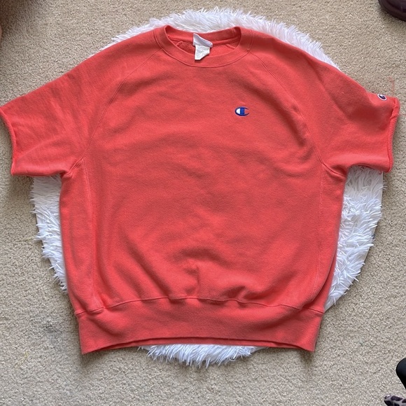 Mens Champion Coral Color Reverse Weave Short Sleeve Crew - Picture 2 of 8